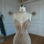 Serene Hill Nude Mermaid Beaded Evening Gown Customized Ankle Length Dress