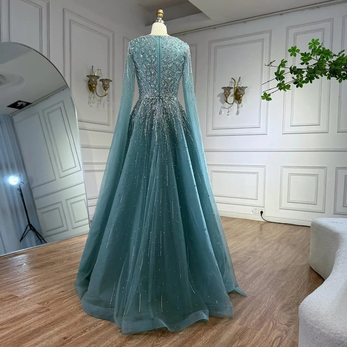 Serene Hill Pink Beaded A Line Evening Dress Cape Sleeves For Wedding Guests