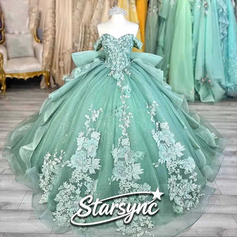STARSYNC Tüll Kleid zur Volljährigkeitsfeier Maßgeschneidertes Ballkleid Glänzende Fee Abschlussballkleid Herzausschnitt Quinceañera Kleid