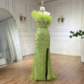 Custom Gray Halter Neck Beaded Mermaid Evening Gown With Feathers