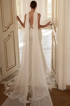Custom Mermaid Wedding Gown Lace Applique Ruched Spaghetti Strap Bridal Dress