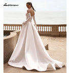 Lakshmigown Custom A Line Lace Satin Wedding Dress With Court Train