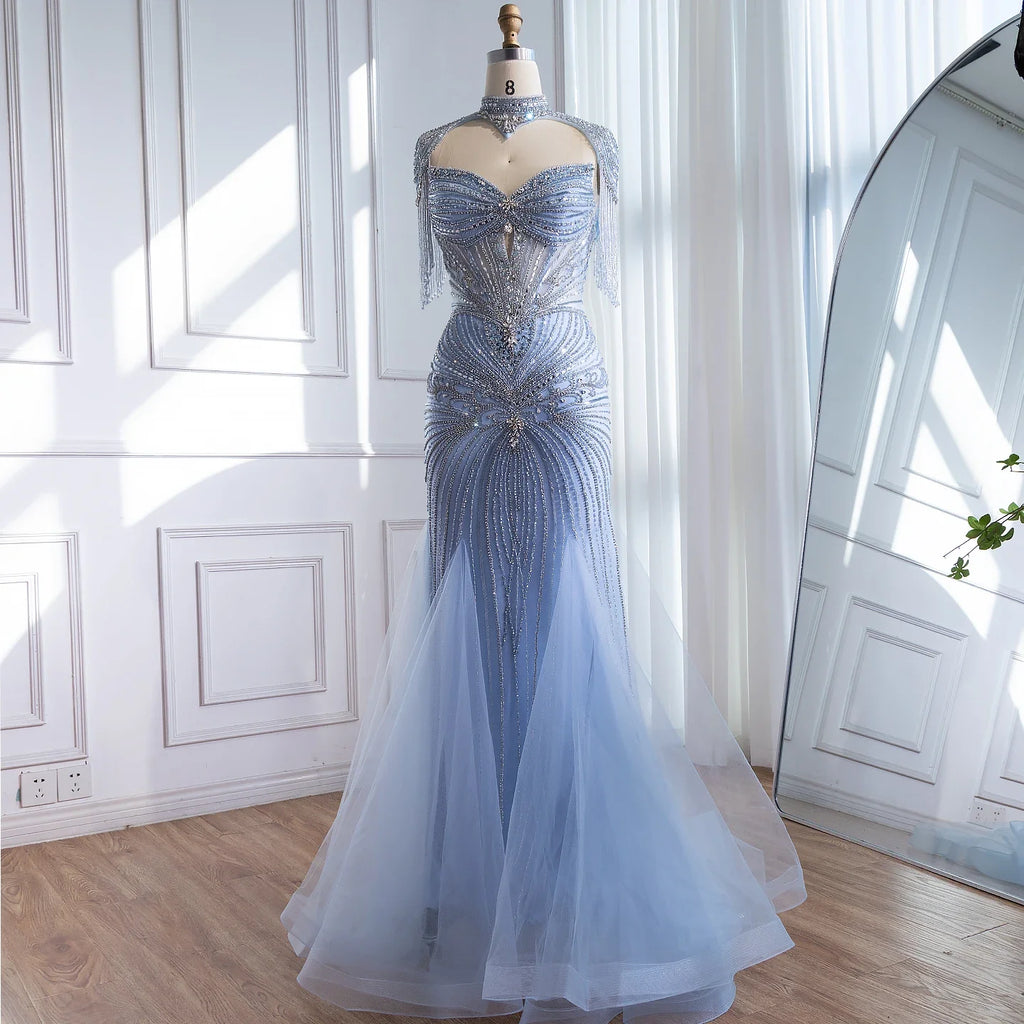 Serene Hill Nude Beaded Evening Dress With Tassel Wedding Gown For Women