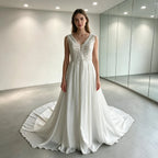 Plus Size Wedding Dress A Line Chiffon Lace Appliques Custom Bridal Gown