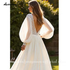 Ivory Chiffon A Line V Neck Wedding Dress With Lace Court Train Custom