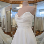 Custom Soft Organza Satin Wedding Dress V Neck Long Bridal Gown