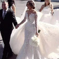 Custom Mermaid Wedding Dress With Detachable Train Luxury Bridal Gown