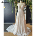 Customized Deep V Neck Full Lace Spaghetti Straps Women Bridal Wedding Dress