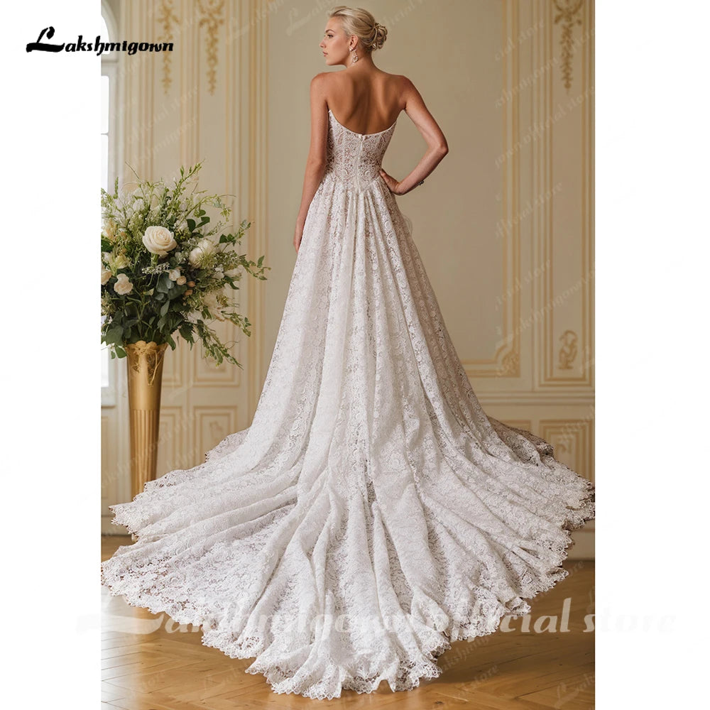 Custom Lace Sweetheart A Line Off Shoulder Wedding Dress For Women