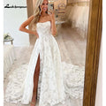 Lakshmigown Lace Wedding Dress A Line Side Slit Customized