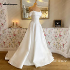 Luxury Satin A Line Wedding Dress For Custom Bridal Gown