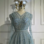 Customized Nude Beaded A Line Evening Dress For Arabian Wedding