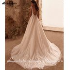 Lakshmigown Custom Vintage Lace Sleeveless V Neck Bridal Gown