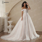 Elegant Champagne Lace Wedding Dress Strapless Boho Bridal Gown 2025