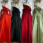 Custom Black One Shoulder Beaded A Line Formal Evening Gown