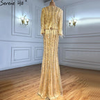 Pink Mermaid Two Piece Evening Dress With Beaded Jacket For Women