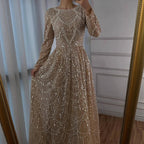 Wine Red Long Sleeve Muslim Evening Dress Beaded Pearl Plus Size Party Gown