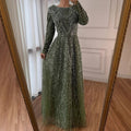 Wine Red Long Sleeve Muslim Evening Dress Beaded Pearl Plus Size Party Gown