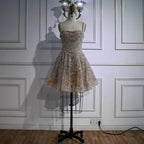 Serene Hill Nude A-Line Mini Evening Dress With Crystal Accents For Women