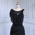 Customized Silver Beaded Mermaid Evening Dress Wedding Gown For Women