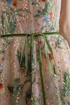 Custom Bling V Neck Grey Sequin Floral Embroidery Wedding Dress