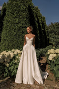Lakshmigown Satin A-Line Wedding Dress Strapless V-Neck Customized