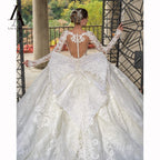 LelaAcra Long Sleeve Ball Gown Wedding Dress Appliques
