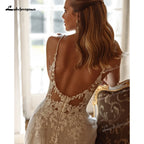 Custom Illusion Wedding Dress With Appliques Floor Length