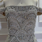 Serene Hill Pearl Beaded Mermaid Off Shoulder Formal Evening Dress