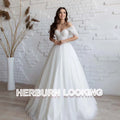 Herburn Pleated A Line Wedding Dress With Appliques Custom Made