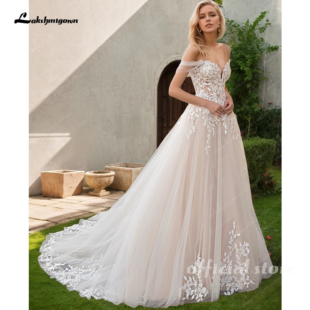 Vintage Off Shoulder Sweetheart Wedding Dress Custom Gown 2025