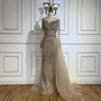 Caramel Mermaid Evening Dress With Beaded Skirt For Wedding Custom Tailored