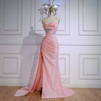 Elegant Pink Glitter Prom Dress with Slit LA72997