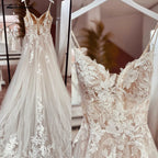 Custom Made Spaghetti Strap Lace Wedding Dress Bohemian Open Back Bridal Gown