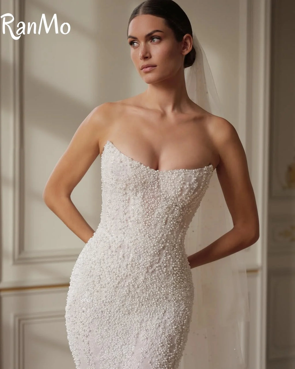 Ranmo Beaded Strapless Mermaid Wedding Dress With Detachable Train 2025