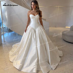 Minimal Sweetheart A Line Wedding Dress Corset Bodice Lace Up Custom Gown
