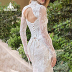 Two Piece Sweetheart Mermaid Wedding Dress Embellished Lace Up Bridal Gown