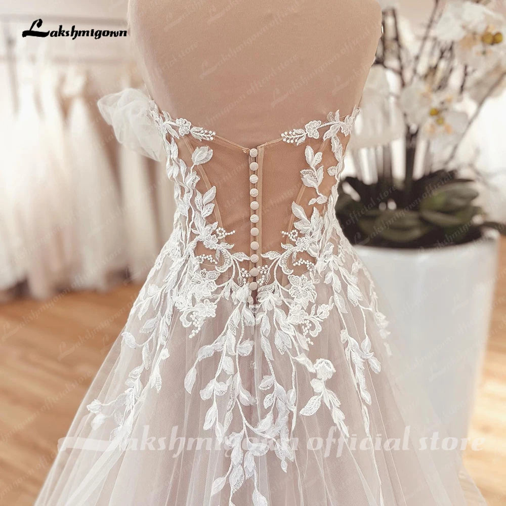 Vintage Off Shoulder Sweetheart Wedding Dress Custom Gown 2025