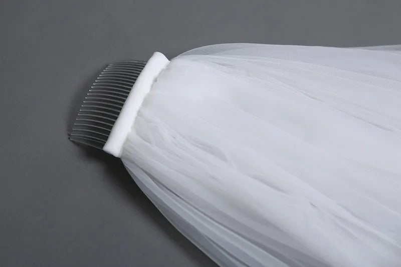 Cathedral Wave Lace Wedding Veil Tulle Ivory Bridal Hair Comb Accessory