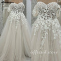 Lakshmigown Off The Shoulder Champagne Wedding Dress Lace Applique Custom