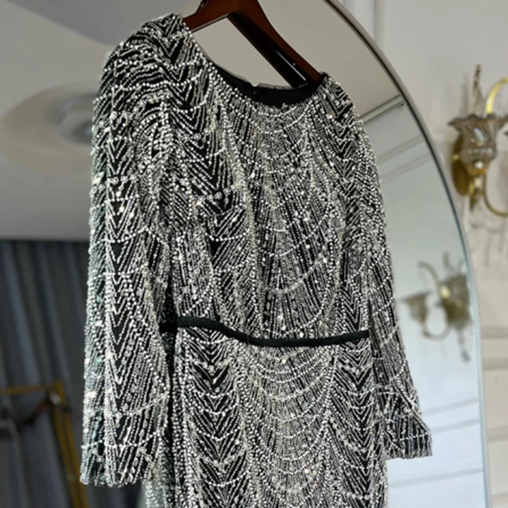Custom Green Long Sleeve A Line Evening Cape Wedding Party Dress For Women