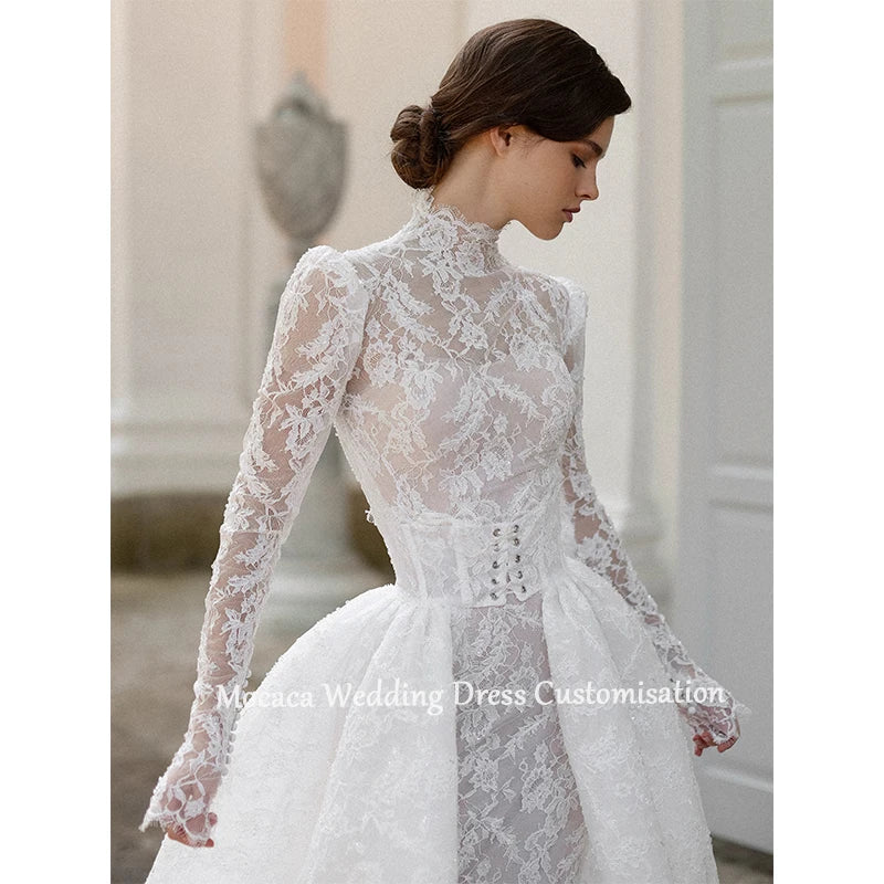 Custom Luxury Lace Mermaid Wedding Dress With Detachable Train