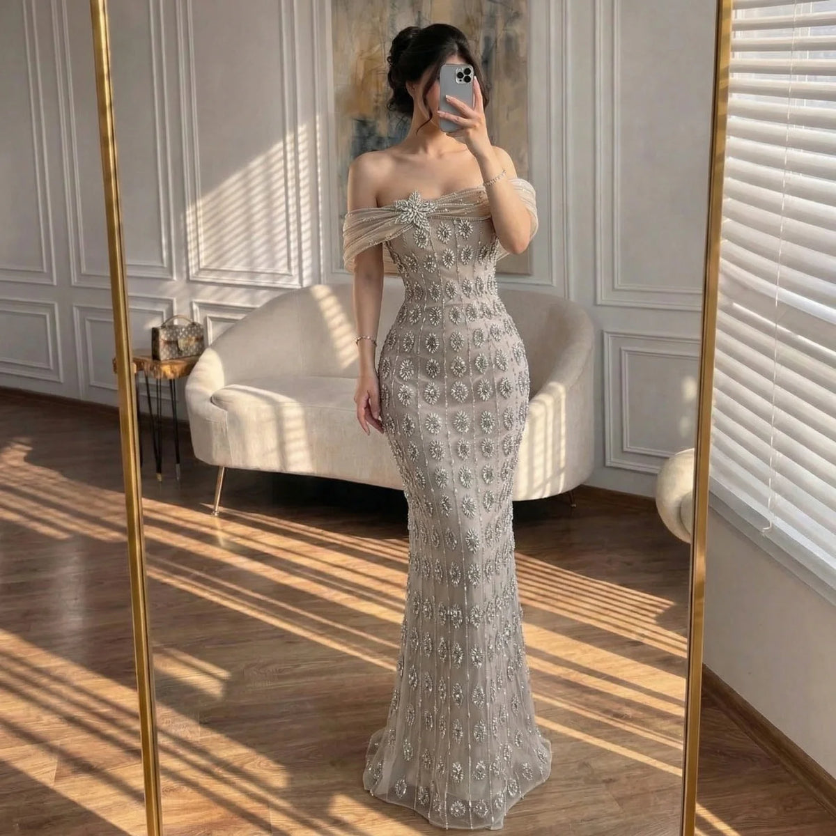 Serene Hill Customized Sparkly Beaded Mermaid Party Dress For Women