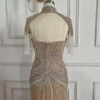 Pink Beaded Mermaid Evening Dress With Side Split For Women Custom Made