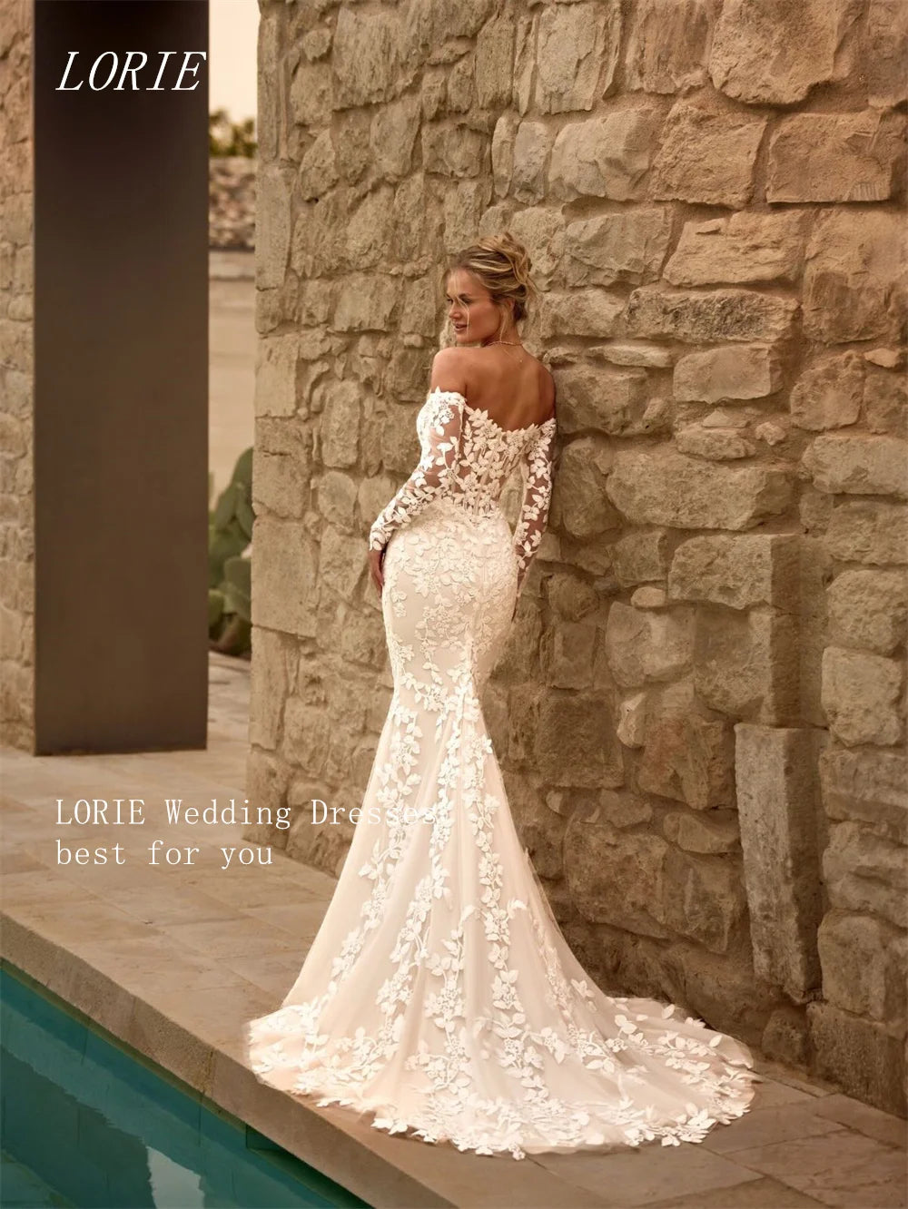 Lorie Luxury Mermaid Lace Applique Sweetheart Wedding Dress