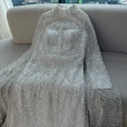 Custom White High Neck Long Sleeve Mermaid Evening Party Dress
