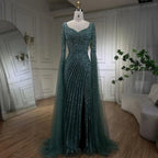 Turquoise Beaded Mermaid Evening Gown Sweetheart Overskirt Party Dress Women