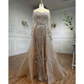Serene Hill Customized Nude Long Sleeve Mermaid Beaded Muslim Evening Dress