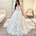 Custom Off Shoulder Wedding Dress With Sweetheart Appliques And Backless Fit