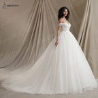 Customized Sweetheart Glitter Boho Wedding Dress Plus Size Ivory